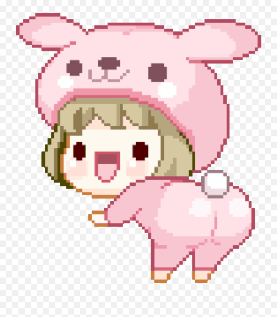 Bunny Girl Pink Chibi Funny Happy 8bit - Kawaii Gif Emoji,Bunny Girl Emoji