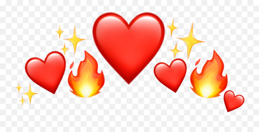Fire Heart Emoji Shine Yellow Red Cute Tumblr Crown - Transparent Red Heart Crown,Red Heart Emoji Png