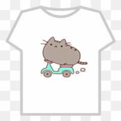 Pusheen Cat On A Scooter Kawaii T - Shirt Roblox Hello Kitty Bandages Roblox Emoji,Scooter Emoji