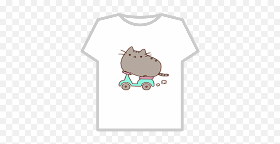 Pusheen Cat On A Scooter Kawaii T - Shirt Roblox Hello Kitty Bandages Roblox Emoji,Scooter Emoji