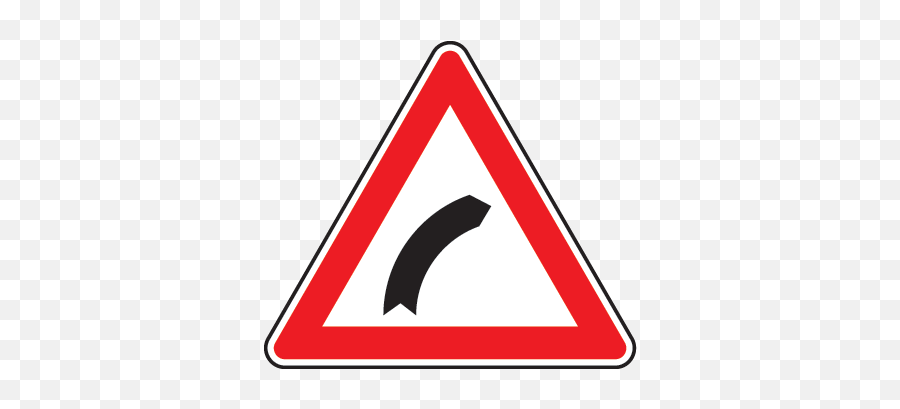 Dangerous Curve Warning Sign Sticker - Junction On Bend Ahead Sign Emoji,Caution Sign Emoji