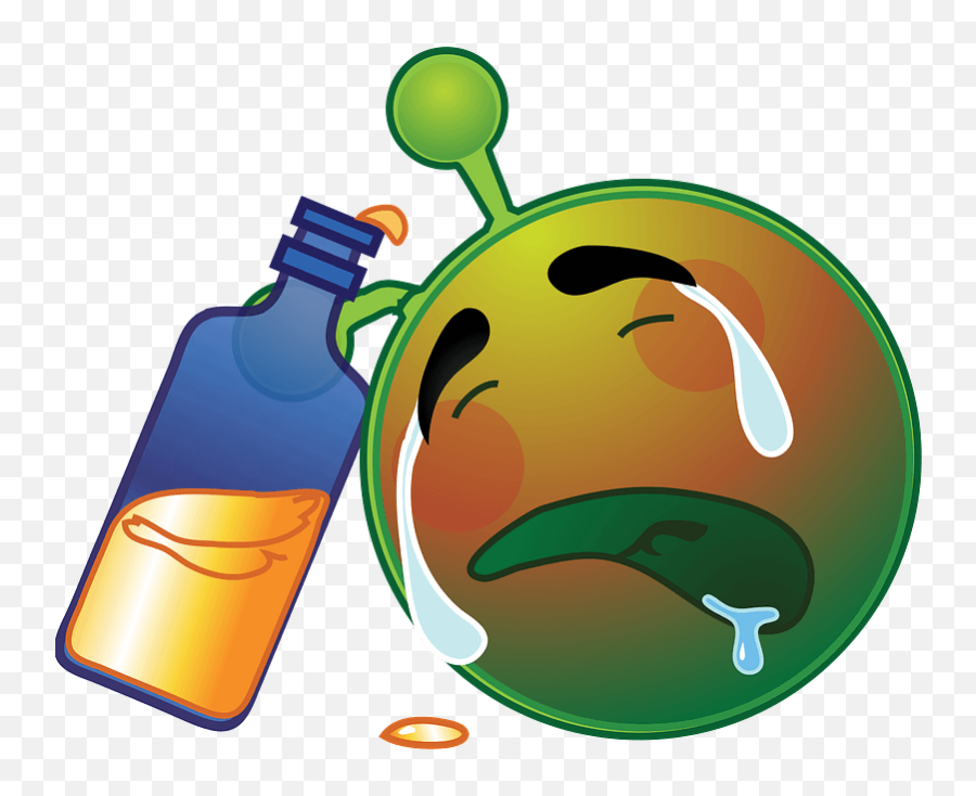 Smiley Green Alien Drunk Sad Clipart Free Download - Green Alien Emoji,Drunk Face Emoji