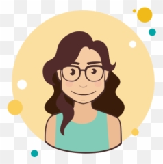 Long Brown Curly Hair Lady With Glasses - Clipart Emoji