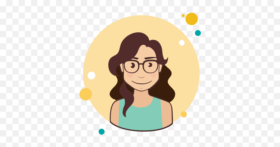 Long Brown Curly Hair Lady With Glasses - Curly Hair Glasses Clipart Emoji,Eyeglasses Emoji