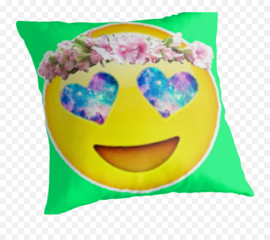 Download Hd Flower Crown Galaxy Eyes Emoji Throw Pillows By - Galaxy Smiley Face Emoji,Flower Crown Emoji