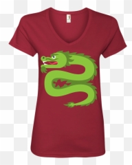 Dragon Emoji Ladiesu0027 V - Neck Tshirt,Iguana Emoji