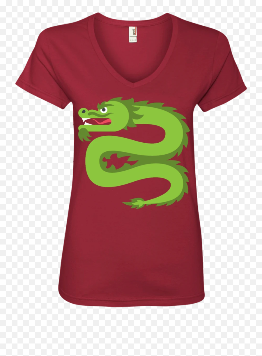 Dragon Emoji Ladiesu0027 V - Neck Tshirt,Iguana Emoji
