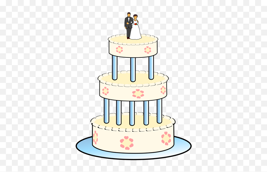 Drawing Of Three Level Wedding Cake - Wedding Cake Clip Art Emoji,Floating Hearts Emoji
