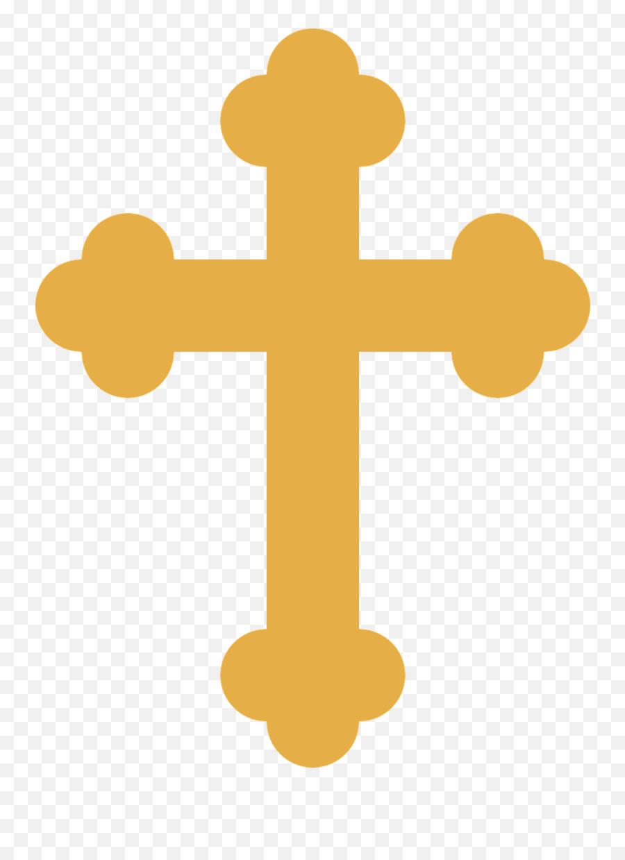 Cross Gold Christian Orthodox Three - Baptism Gold Cross Clipart Emoji,Jesus Cross Emoji Symbol