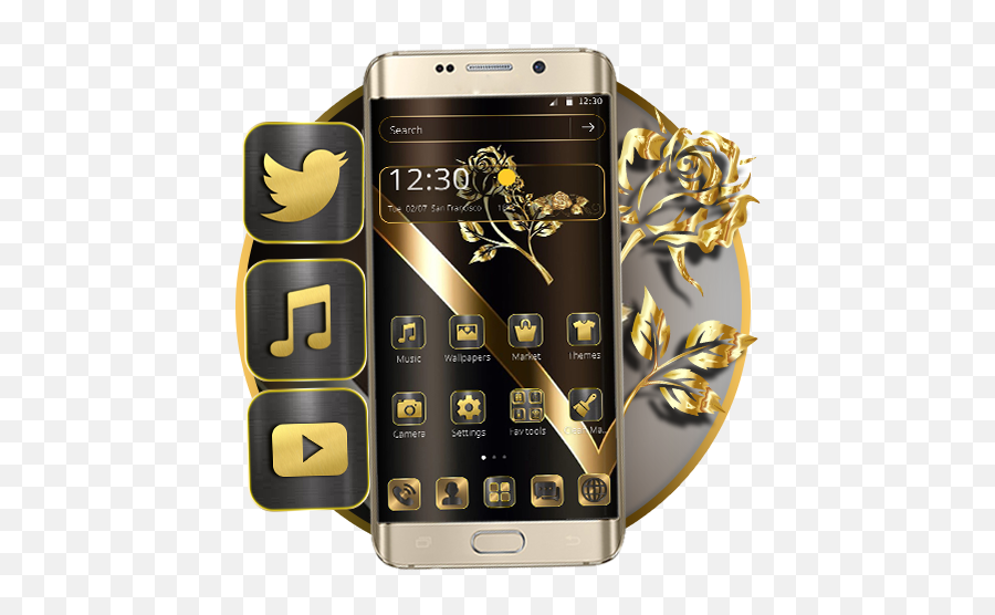 Golden Black Rose Theme - Smartphone Emoji,Black Rose Emoji