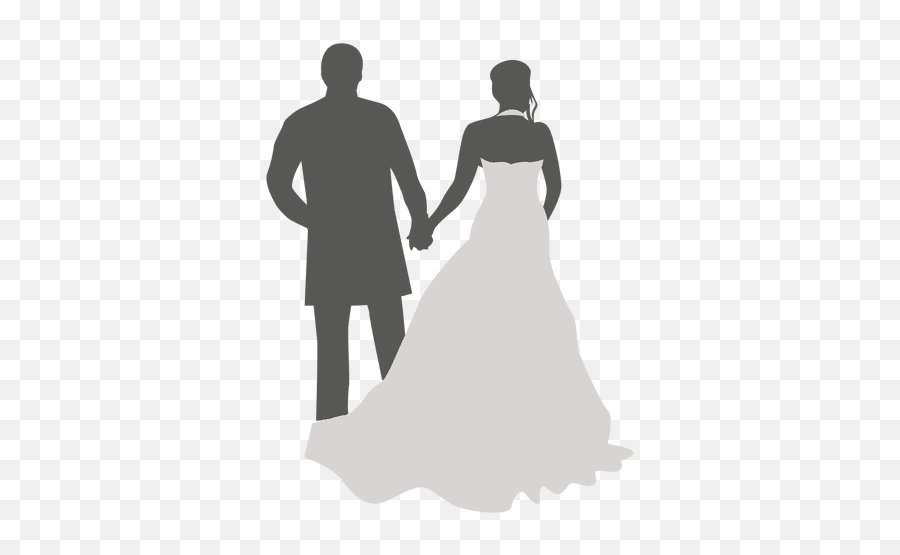 Wedding Couple Walking Back Silhouette - Transparent Png Wedding Couple Walking Silhouette Emoji,Emoji Wedding