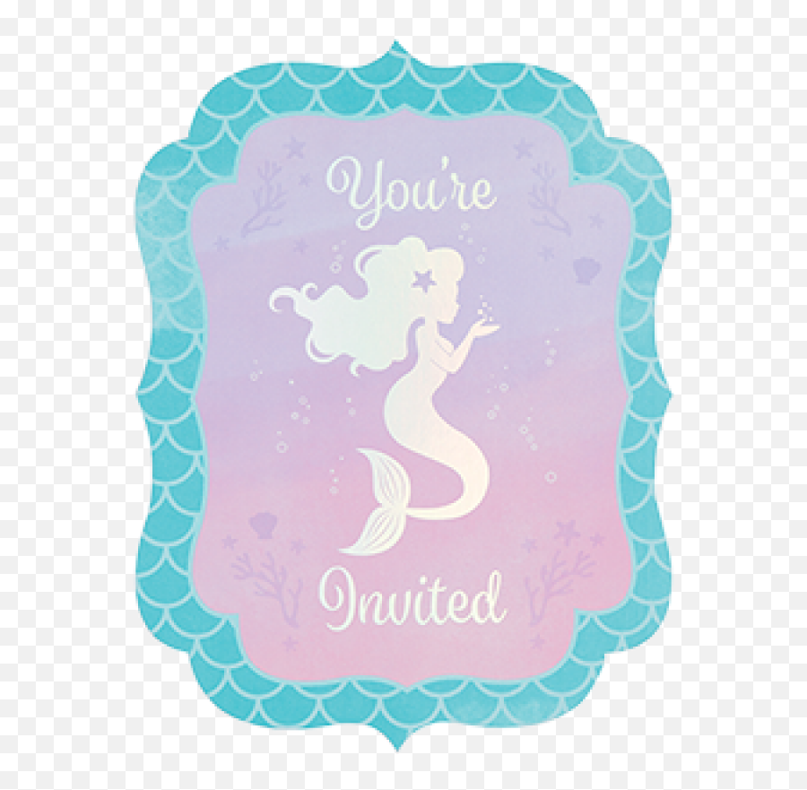 Mermaid Shine Iridescent Invitations Youu0027re Invited - Mermaid Party Invitations Emoji,Mermaid Emoticon