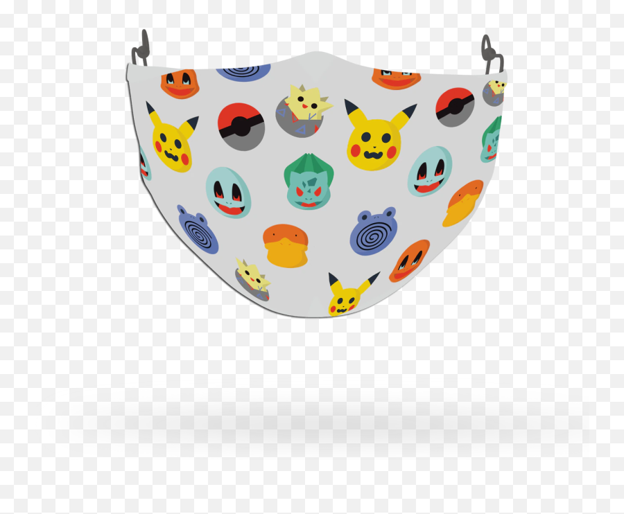 Pokemon Characters Pattern Face Covering Print 1 - Happy Emoji,Rugby Ball Emoji