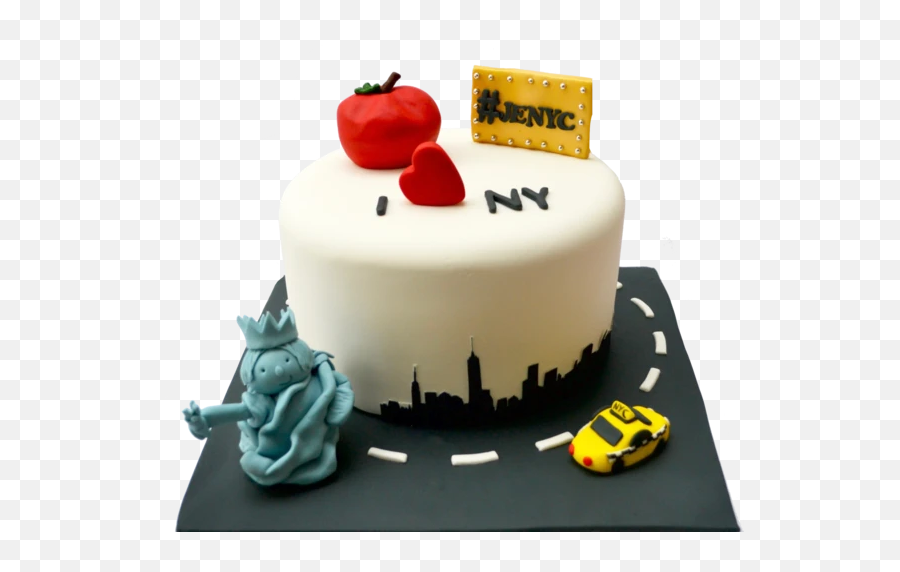 Nyc Cake - Nyc Cake Fondant Emoji,Emoji Statue Of Liberty And Newspaper
