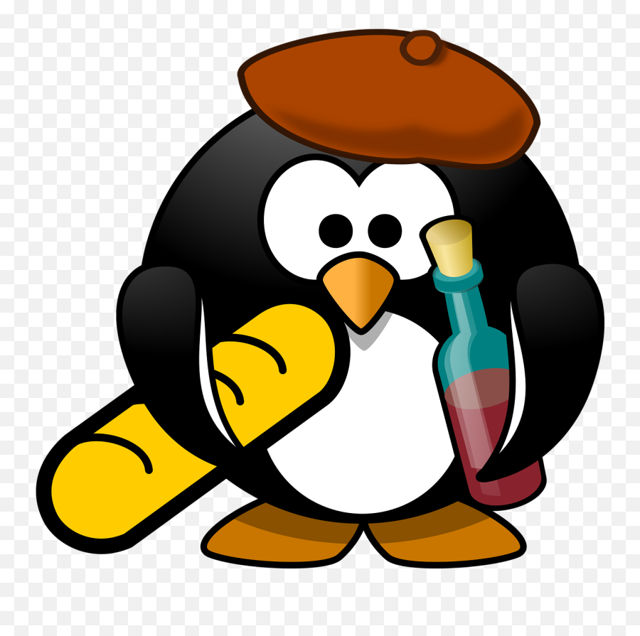 French Penguin Baguette Wine Beret - French Penguin Emoji,Cheese Emoticon