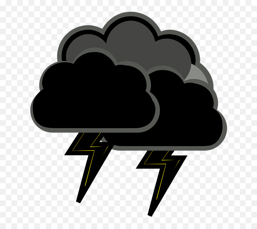 Free Lightning Thunder Vectors - Black Cloud With Lightning Emoji,Lightning Emoji