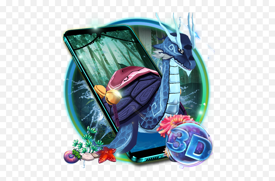 Cool Dragon Turtle 3d Theme - Illustration Emoji,Dragon Emoji Keyboard