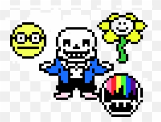 Nerdy Face Sans Shroom And Flowey Pixel Art Maker - Sans Christmas Pixel Art Emoji,Nerdy Emoticon