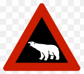 Polar Bear Warning Sign Clipart - Polar Bear Traffic Sign Emoji,Polar Bear Emoji