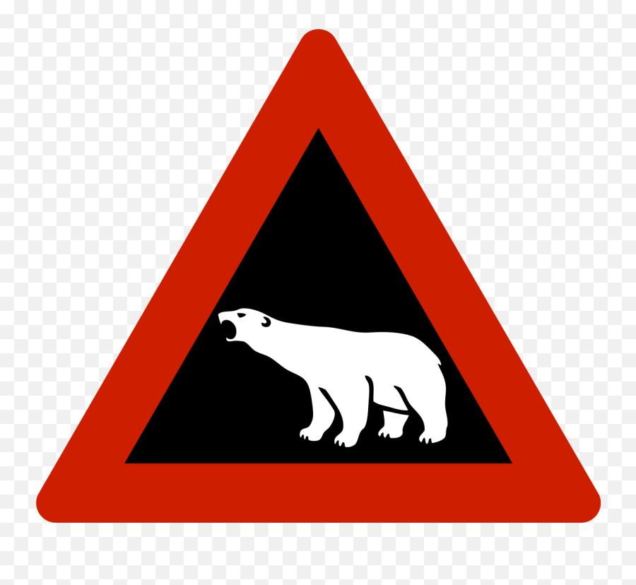 Polar Bear Warning Sign Clipart - Polar Bear Traffic Sign Emoji,Polar Bear Emoji