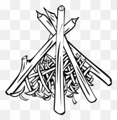 Wood For Outdoor Fire Vector Illustration - Bonfire Clipart Black And White Emoji,Fire Emoji Png