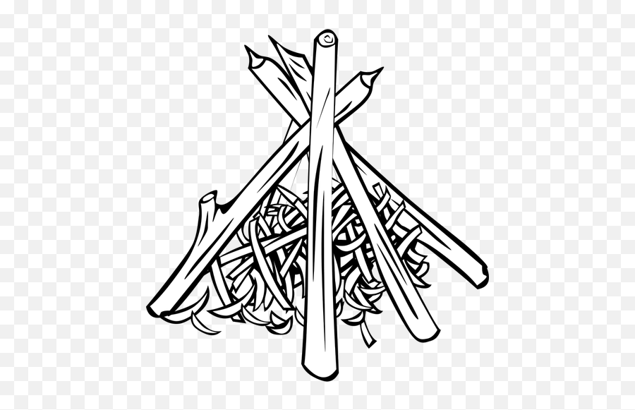 Wood For Outdoor Fire Vector Illustration - Bonfire Clipart Black And White Emoji,Fire Emoji Png