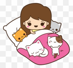 cat scratch png - Bed Full Of Kitties Kawaii Cat Lady Cartoon Emoji