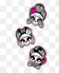 skulls seenoevil hearnoevil speaknoevil sugarskull Free - Thigh Tattoos See No Evil Hear Speak Emoji