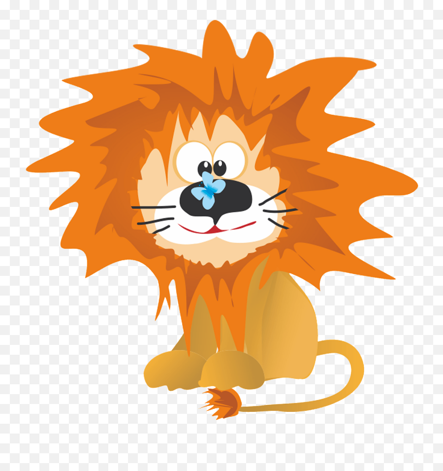 Cartoon Lion With Butterfly Clipart Free Download - Illustration Emoji,Lion Emoji
