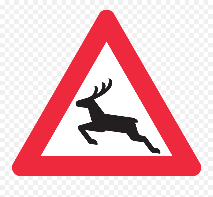 Deer Triangle Road Information Crossing - Sharp Curve Right Sign Emoji,Deer Hunting Emoji