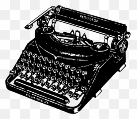 Vintage Typewriter In Black And White - Transparent Background Emoji