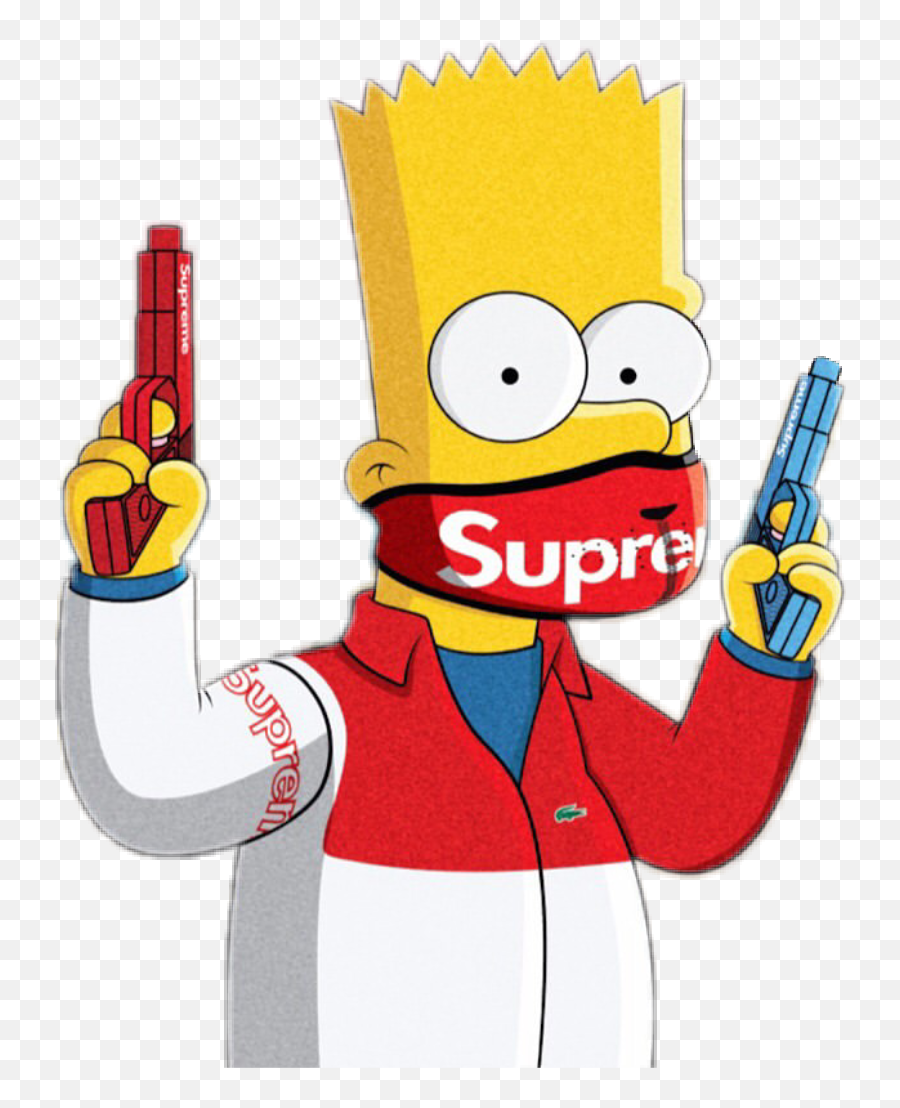 Gangster Cool Supreme Drawings - Bart Simpson With Gun Emoji,Gangster Emoji