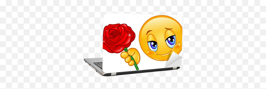Emoticon With Rose Laptop Sticker U2022 Pixers - We Live To Change Emoticon Emoji,Roses Emoticon