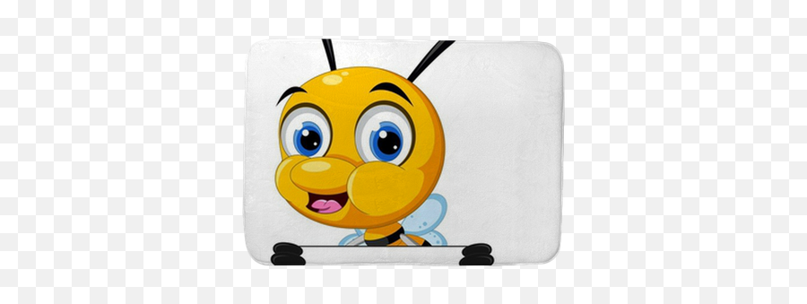 Little Bee Cartoon Holding Blank Board And Holding Blank Sign Bath Mat U2022 Pixers - We Live To Change Funny Bees Holding Emoji,Bee Emoticon
