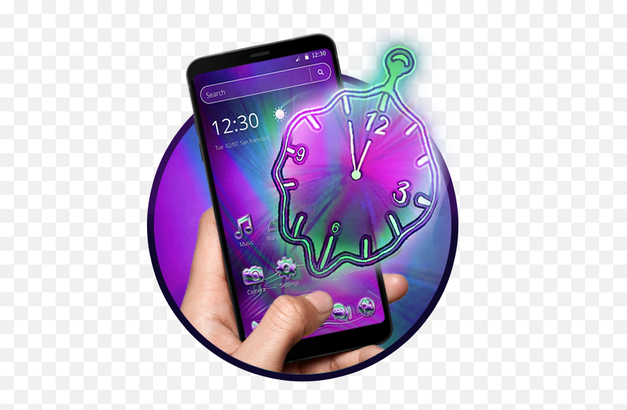 Amazoncom Neon Purple Clock 2d Theme Appstore For Android - Technology Applications Emoji,Clock Emojis