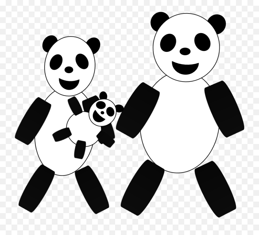 Panda Clipart Three Cartoon Panda - Cartoon Emoji,Panda Emoji Keyboard