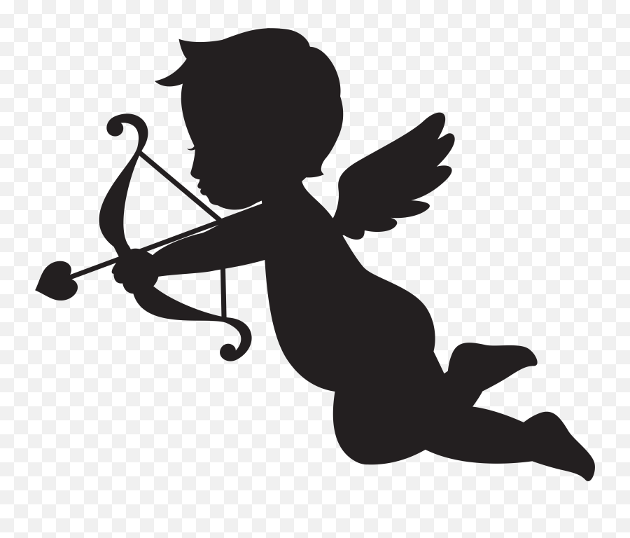 Transparent Background Silhouette Cupid Emoji,Cupid Emoji