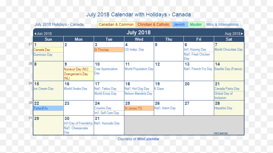 July 2018 Calendar With Holidays - Canada November Calendar With Holidays Emoji,Labor Day Emoji