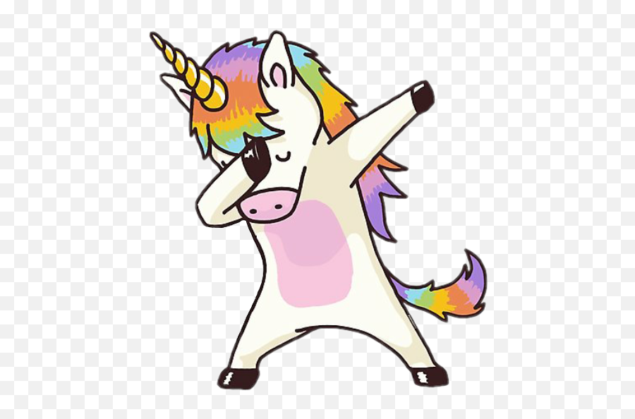 Unicorn Rainbow Horse Horn Dab Dabbin - Dabbing Unicorn Emoji,Fish And Horse Emoji