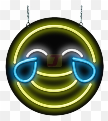 Face With Tears Of Joy Emoji Neon Sign - Circle