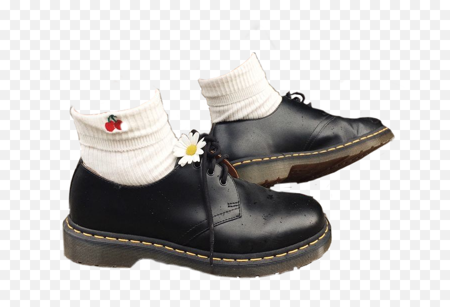 Aesthetic Socks Cherry Black White - Work Boots Emoji,Black Emoji Socks