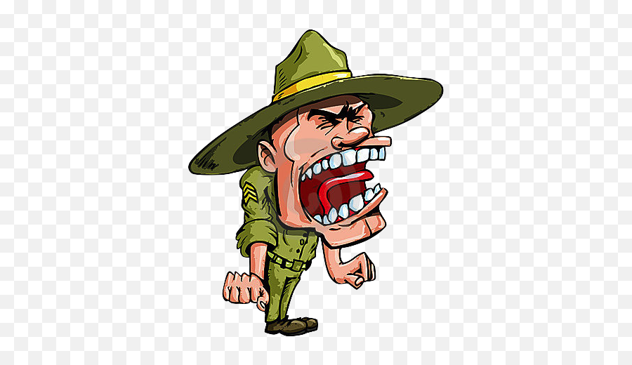 Hd Angry Cartoon Drill Sergeant - Cartoon Drill Sergeant Emoji,Sergeant Emoji