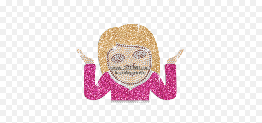 Iron On Glitter Rhinestone Transfer - Crochet Emoji,Emoji Transfer