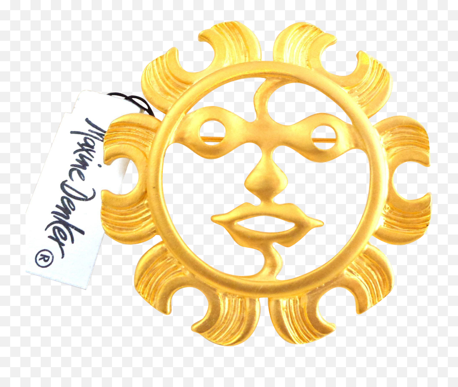 Vintage Maxine Denker Modern Tribal Sun Face Pin Original - Clip Art Emoji,Redhead Emojis