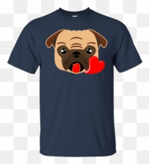 Pug With Heart Cotton T Emoji,Black Dog Emoji