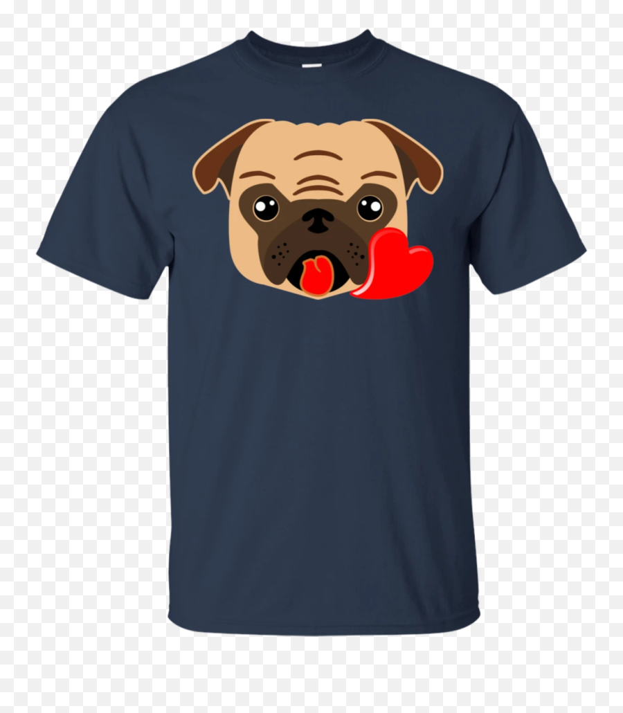 Pug With Heart Cotton T Emoji,Black Dog Emoji