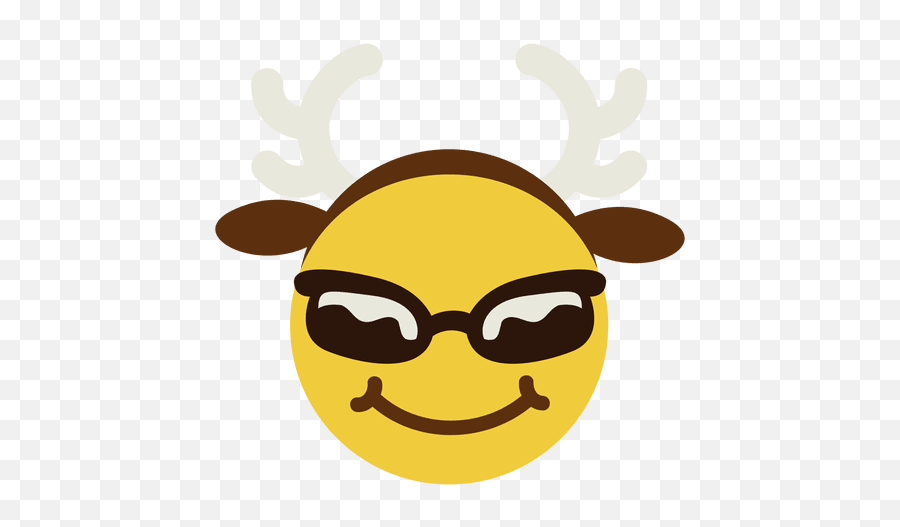 Sunglasses Antlers Face Emoticon - Cartoon Emoji,Sunglass Emoticon