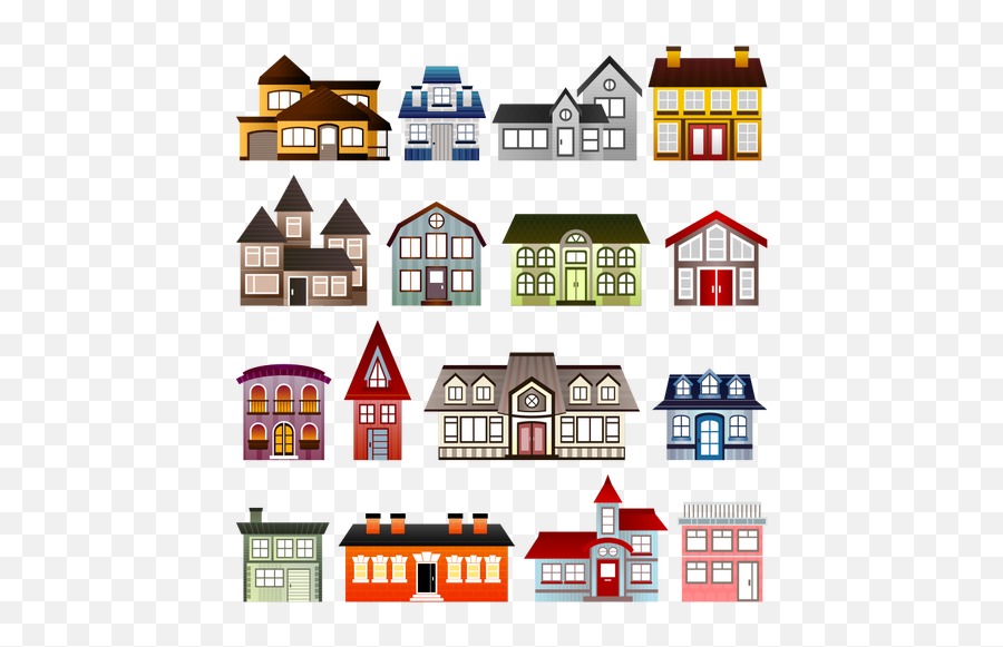 Vector Image Of Set Of Colorful Houses - Mansions Clipart Emoji,House Candy House Emoji