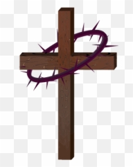 Cross With Crown Of Thorns - And Emoji