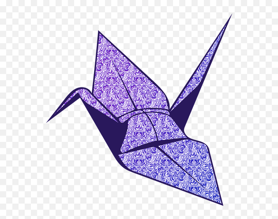 Crane Origami Blue Paper Bird - Paper Crane Transparent Background Emoji,Crane Emoji